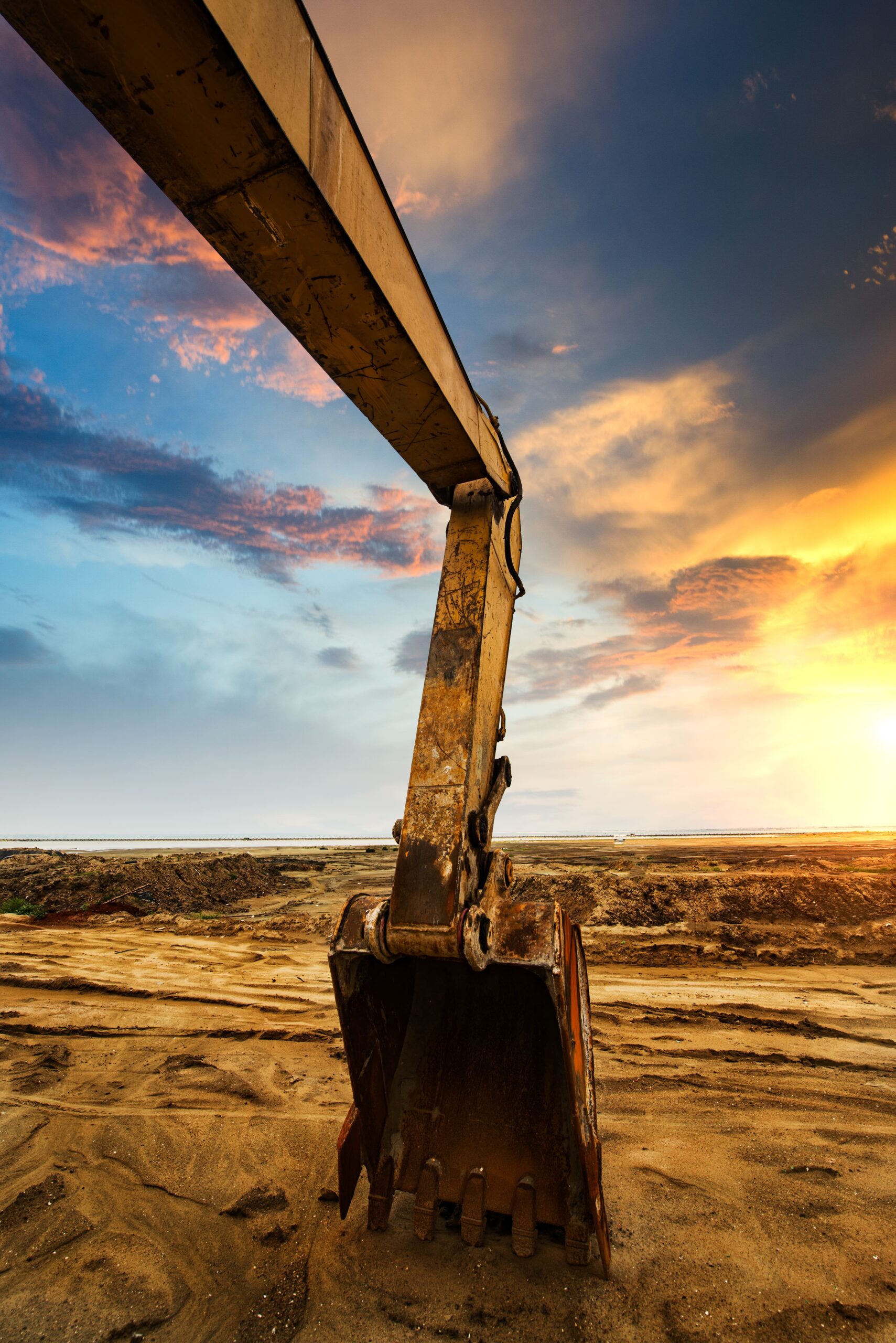 Arm of a large excavator for hire from Stronger Foundations